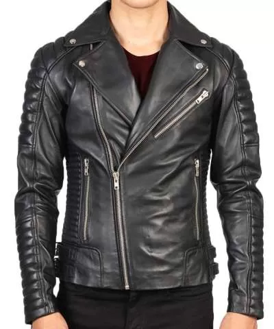 Genuine Leather Biker Jacket For Men - 100% Lambskin