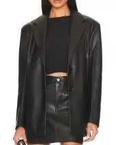 Premium Lambskin Leather Blazer Coat For Women