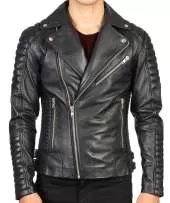 Genuine Leather Biker Jacket For Men - 100% Lambskin